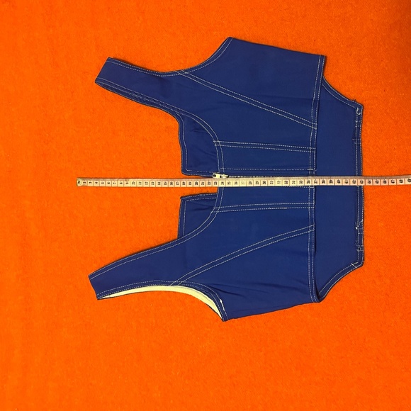 Love and Harmony slate blue contrasting seams denim bustier corset top NWT - Picture 14 of 14